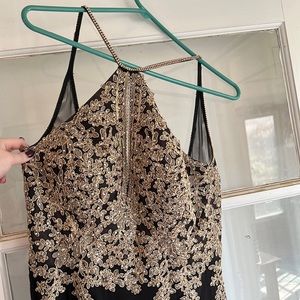 Long black dress with gold design. Great condition